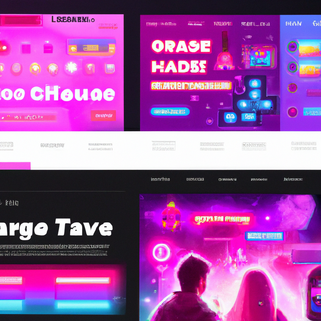 NeonForge Arcade hero collage with players and neon UI